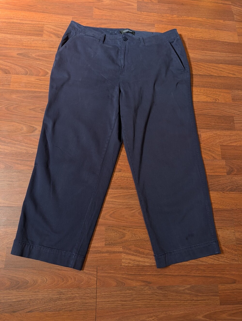 Liverpool Los Angeles Utility Cropped Wide Leg Pants Navy 16W